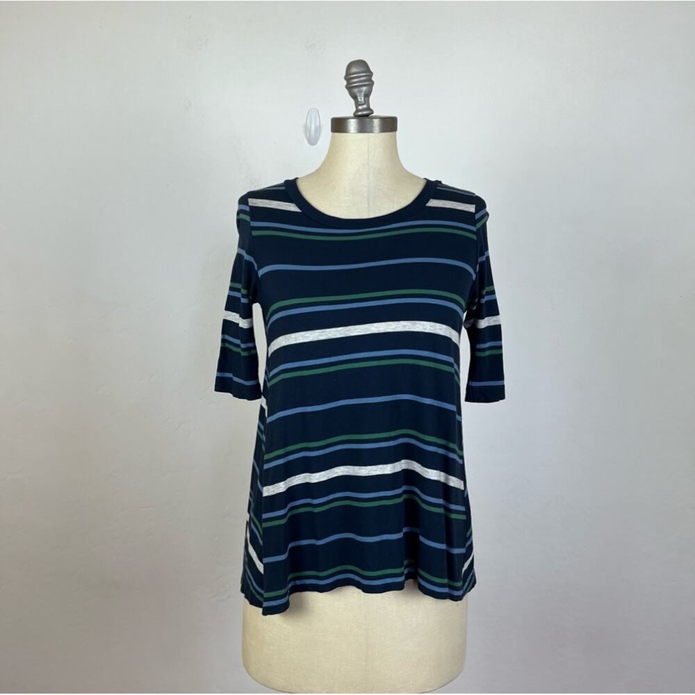 Demylee Blue Stripe Half Sleeve Top